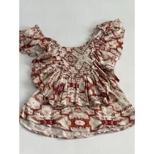 Women's‎ Top Shyanne Country Wear Western Print Boho Fairy Sleeves Size XS